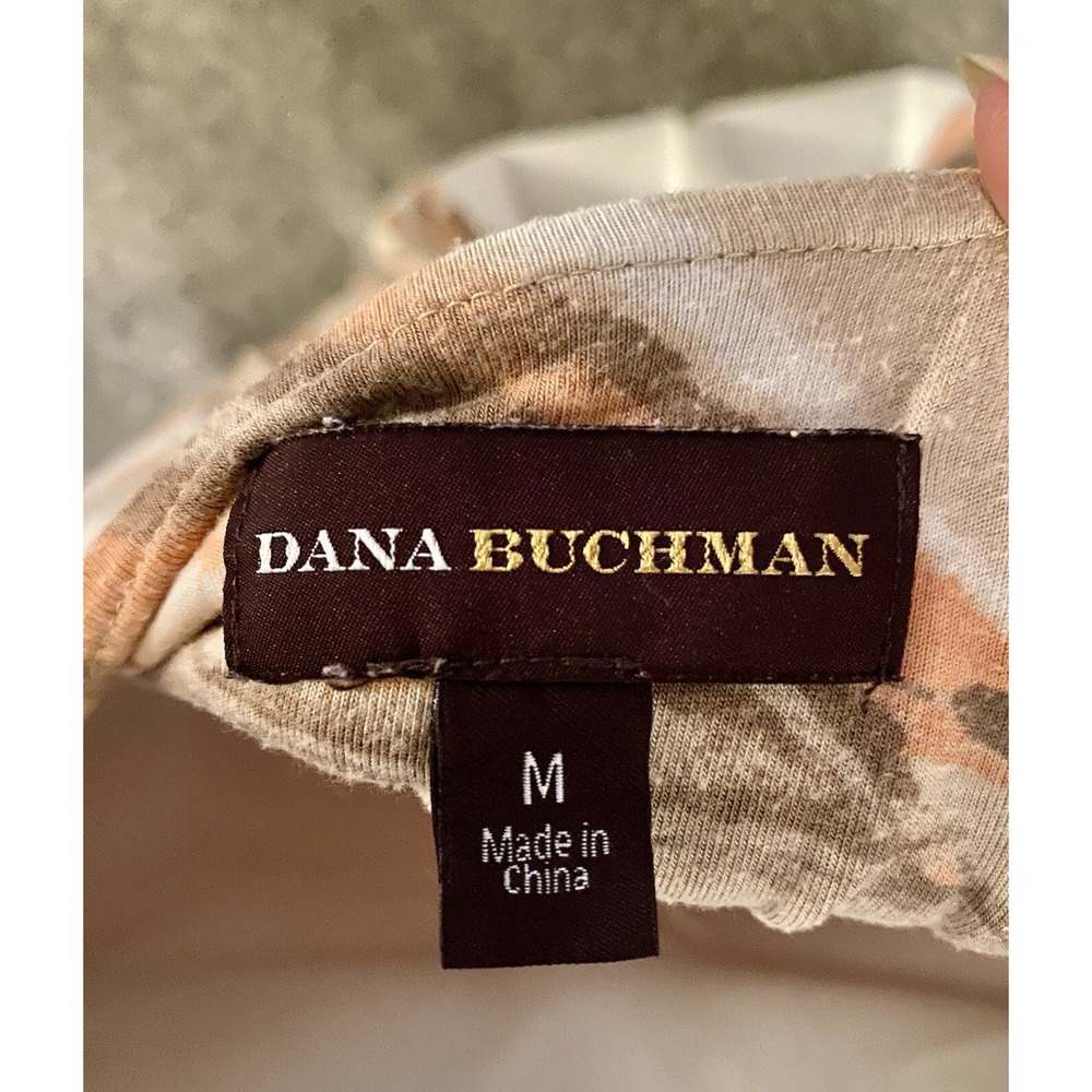 Dana Buchman Women’s Beaded Brown Peach Orange Top Size M 3/4 Sleeves - Picture 4 of 4